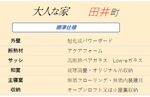 新築 田井町 標準仕様